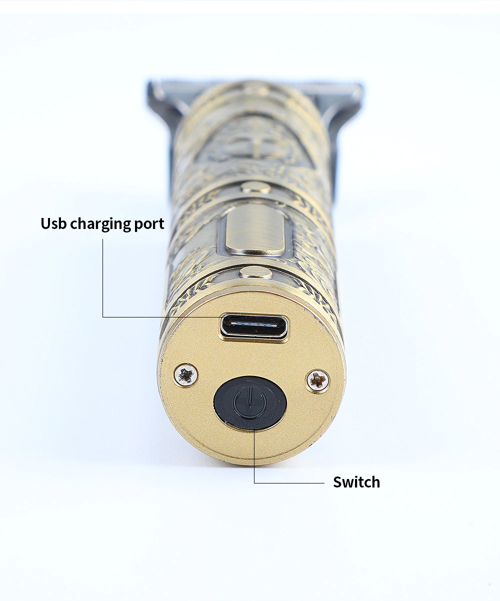 Máquina de Cortar Cabello Retro USB – Edición Dorada
