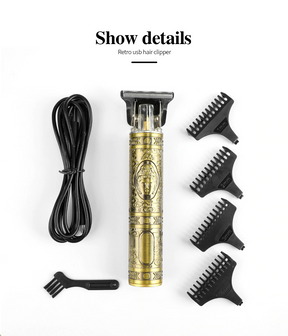 Máquina de Cortar Cabello Retro USB – Edición Dorada